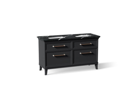 Artifacts™ 60" bathroom vanity cabinet with sinks and quartz top