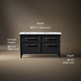 Artifacts™ 60" bathroom vanity cabinet with sinks and quartz top
