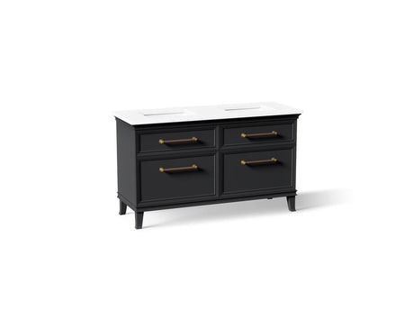 Artifacts™ 60" bathroom vanity cabinet with sinks and quartz top
