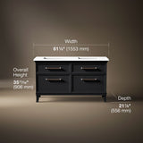 Artifacts™ 60" bathroom vanity cabinet with sinks and quartz top