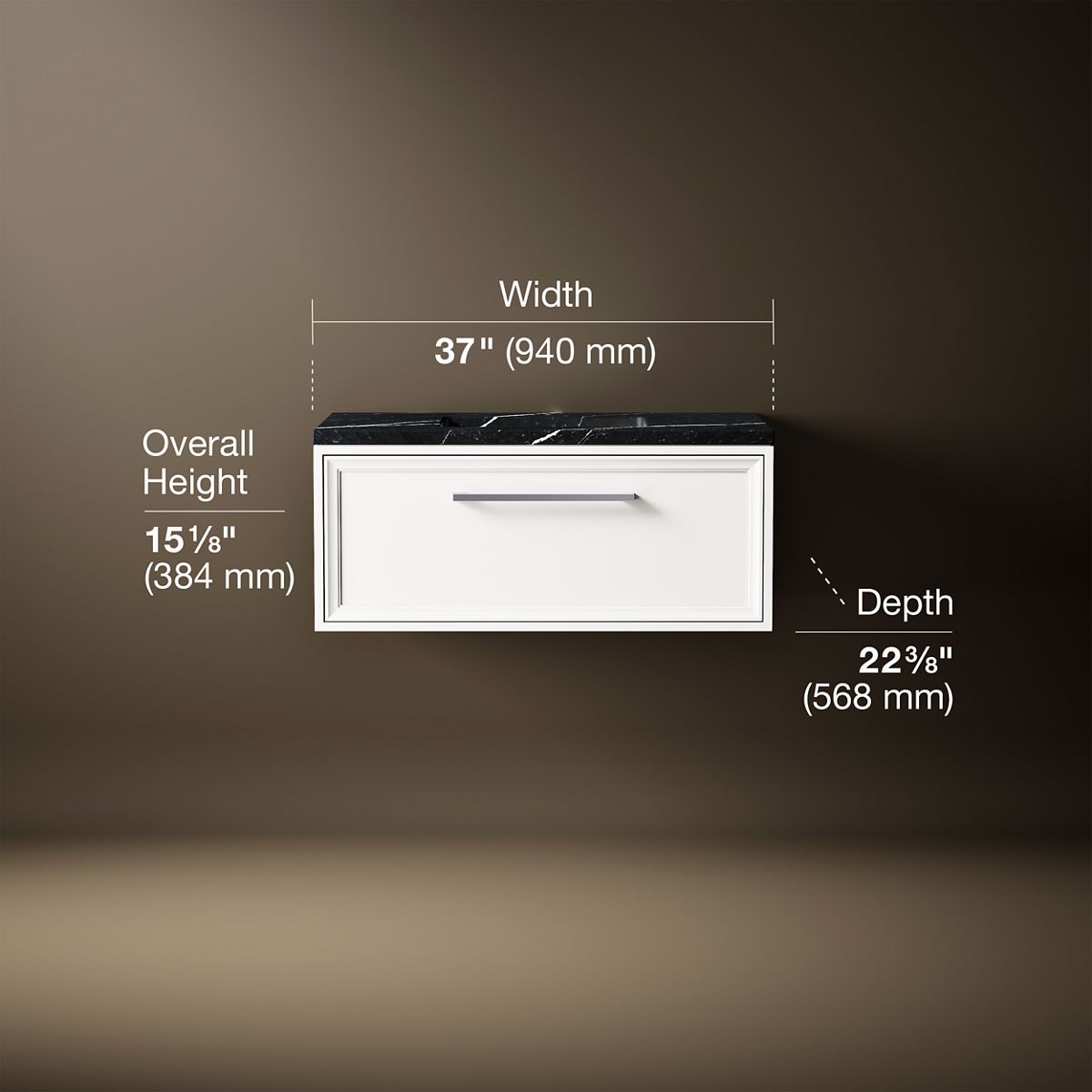 Lodern® 36" wall-hung bathroom vanity cabinet with sink and quartz top