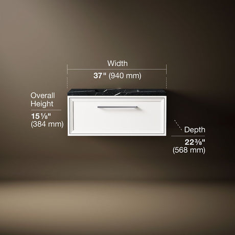 Lodern® 36" wall-hung bathroom vanity cabinet with sink and quartz top