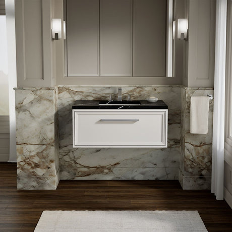 Lodern® 36" wall-hung bathroom vanity cabinet with sink and quartz top