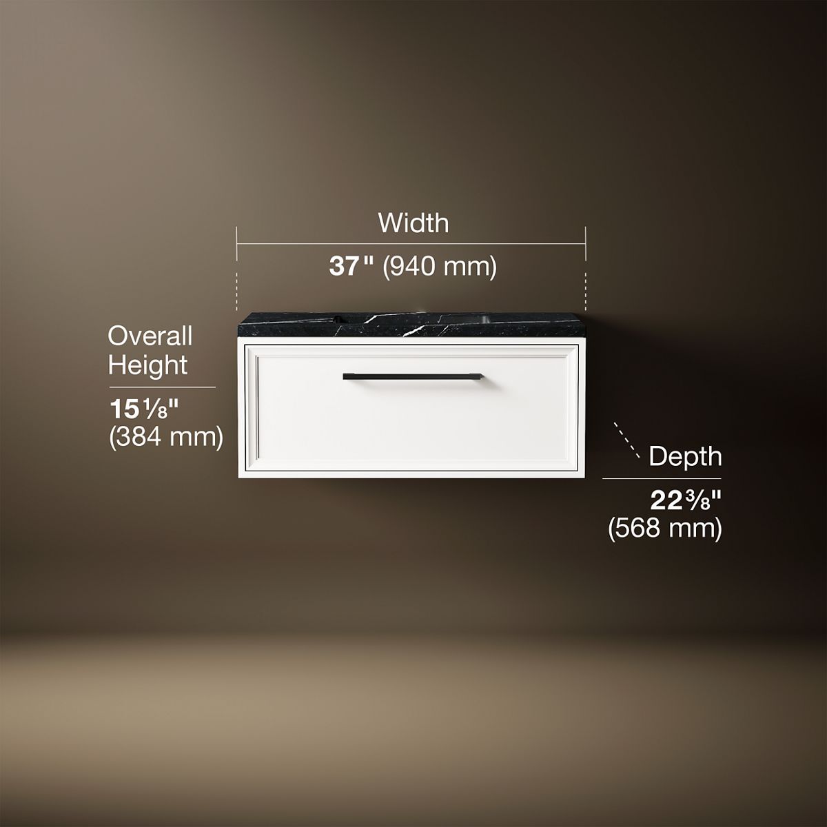 Lodern® 36" wall-hung bathroom vanity cabinet with sink and quartz top