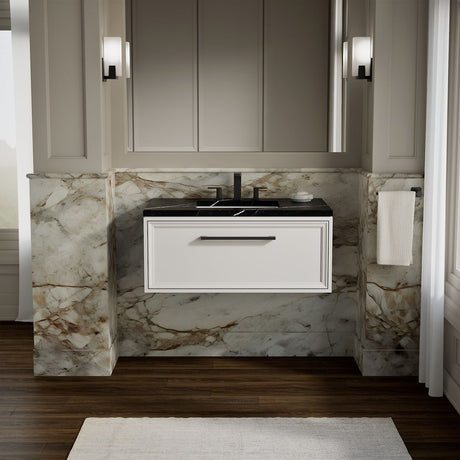 Lodern® 36" wall-hung bathroom vanity cabinet with sink and quartz top