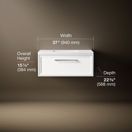 Lodern® 36" wall-hung bathroom vanity cabinet with sink and quartz top