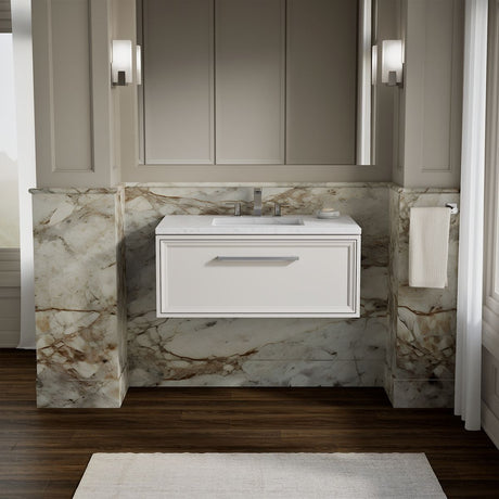 Lodern® 36" wall-hung bathroom vanity cabinet with sink and quartz top