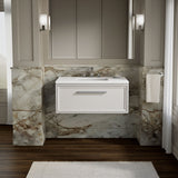 Lodern® 36" wall-hung bathroom vanity cabinet with sink and quartz top