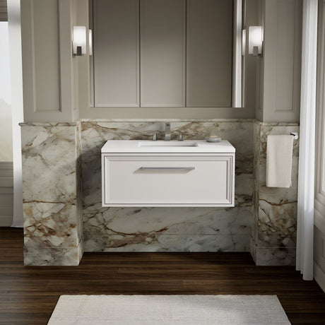 Lodern® 36" wall-hung bathroom vanity cabinet with sink and quartz top