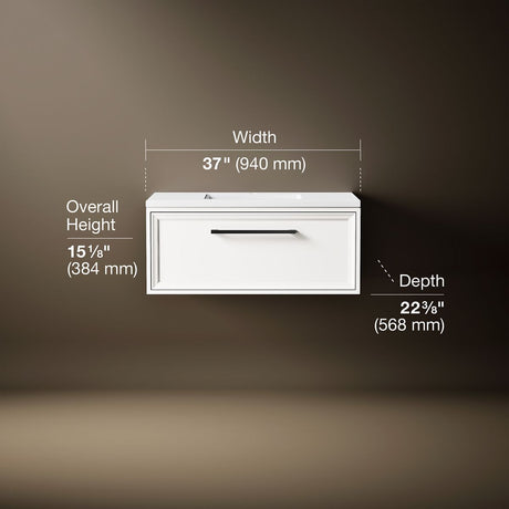 Lodern® 36" wall-hung bathroom vanity cabinet with sink and quartz top