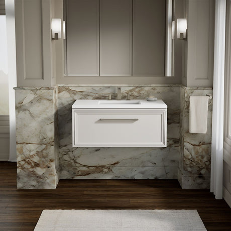 Lodern® 36" wall-hung bathroom vanity cabinet with sink and quartz top