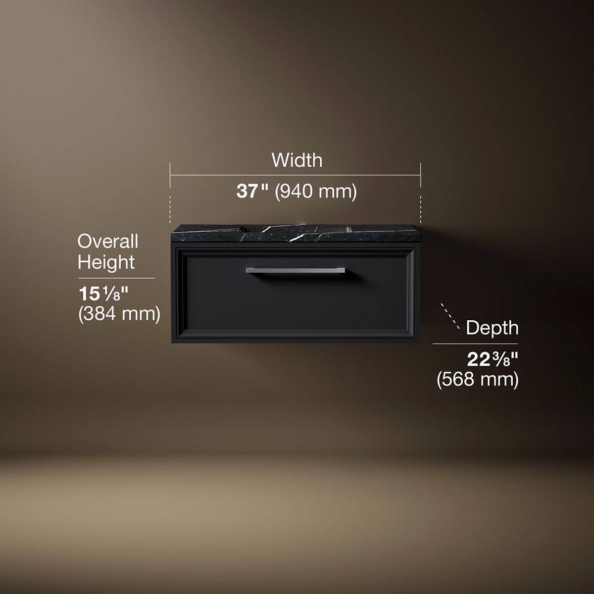 Lodern® 36" wall-hung bathroom vanity cabinet with sink and quartz top