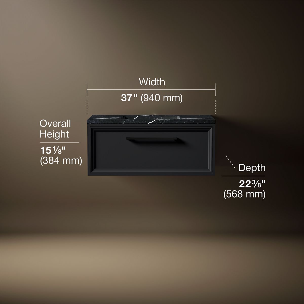 Lodern® 36" wall-hung bathroom vanity cabinet with sink and quartz top