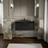 Lodern® 36" wall-hung bathroom vanity cabinet with sink and quartz top