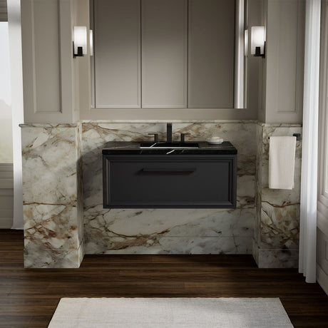 Lodern® 36" wall-hung bathroom vanity cabinet with sink and quartz top
