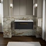 Lodern® 36" wall-hung bathroom vanity cabinet with sink and quartz top