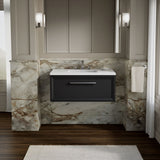 Lodern® 36" wall-hung bathroom vanity cabinet with sink and quartz top