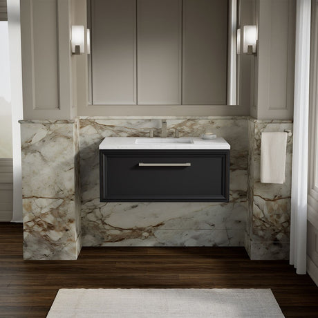 Lodern® 36" wall-hung bathroom vanity cabinet with sink and quartz top
