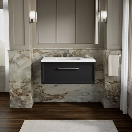 Lodern® 36" wall-hung bathroom vanity cabinet with sink and quartz top