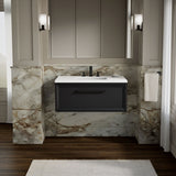 Lodern® 36" wall-hung bathroom vanity cabinet with sink and quartz top