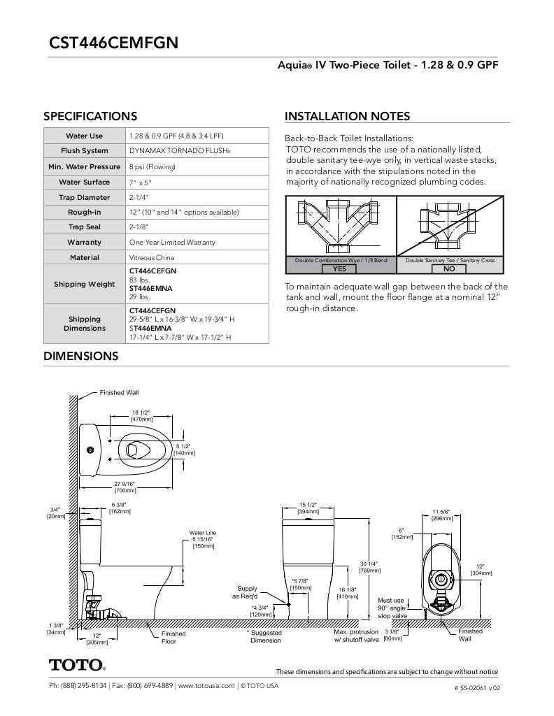AquiaIV Toilet - 1.28 GPF & 0.9 GPF, Elongated Bowl - Universal Height - New