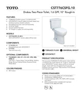 Drake Two-piece Toilet, 1.6 GPF, Elongated Bowl - Universal Height - 10inch Rough-In