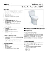 Drake Two-piece Toilet, 1.6 GPF, Elongated Bowl - Universal Height