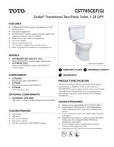 Drake Transitional Two-piece Toilet, 1.28 GPF, Round Bowl - Universal Height