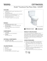 Drake Transitional Two-piece Toilet, 1.28 GPF, Elongated Bowl