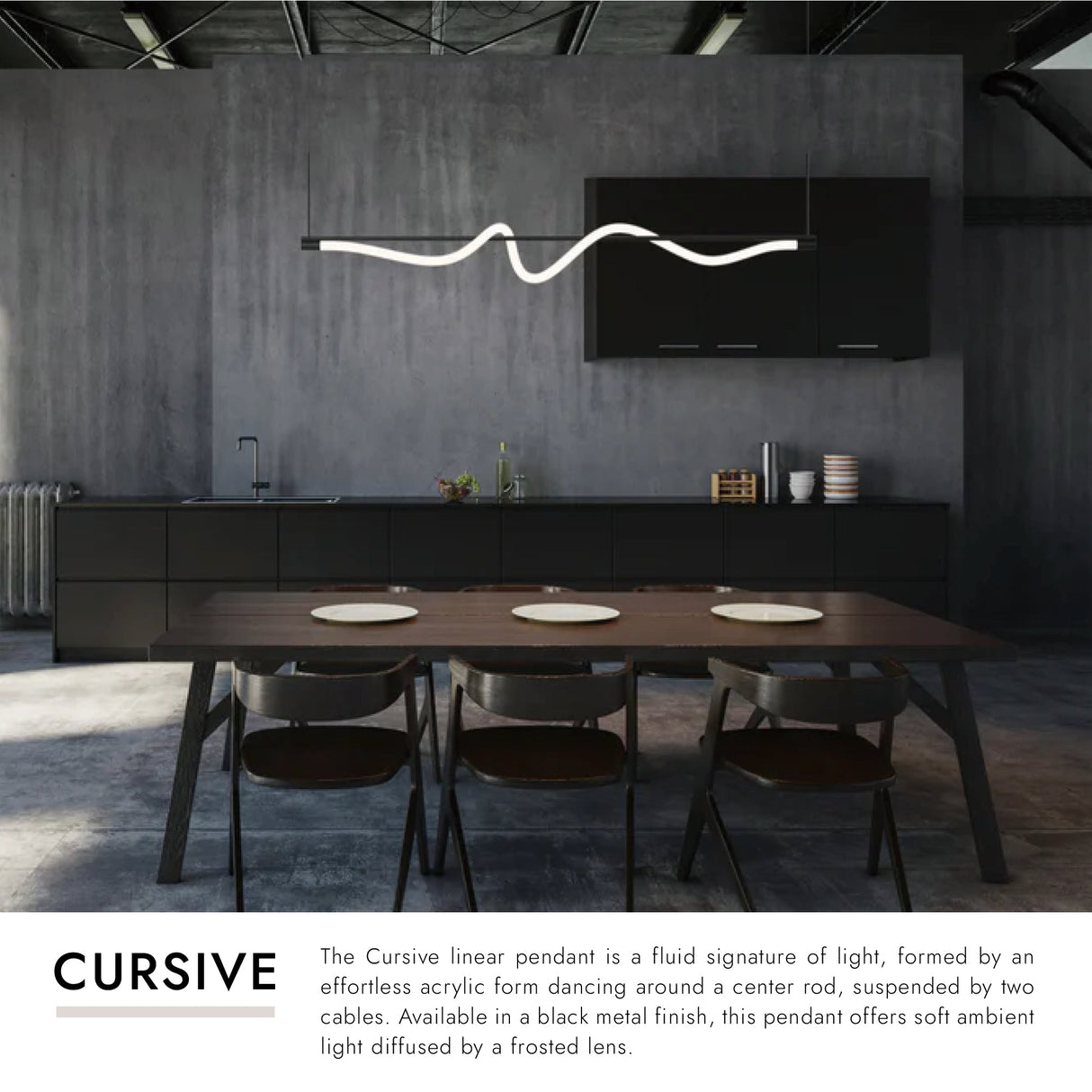 Kuzco Cursive 54-in Linear Pendant