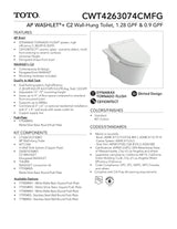 APWASHLET+ C2 Wall-Hung Toilet - 1.28 GPF & 0.9 GPF
