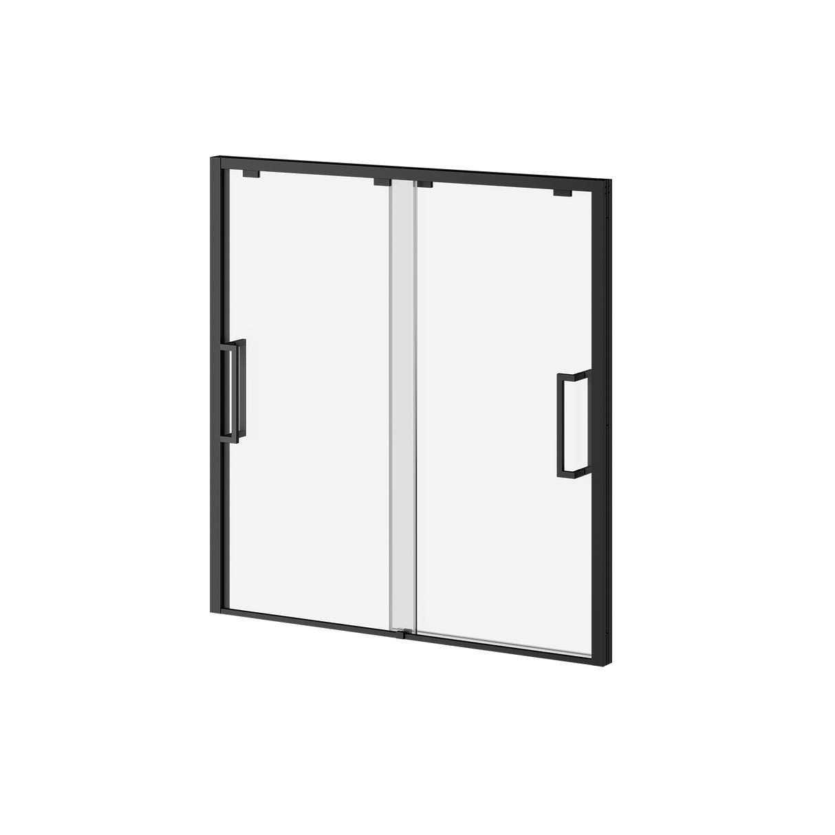IKONIK Bypass 2-Panel Bypass Sliding Bathtub Door 60 inchesx60 inches Reversible Matte Black Clear Duraclean Glass