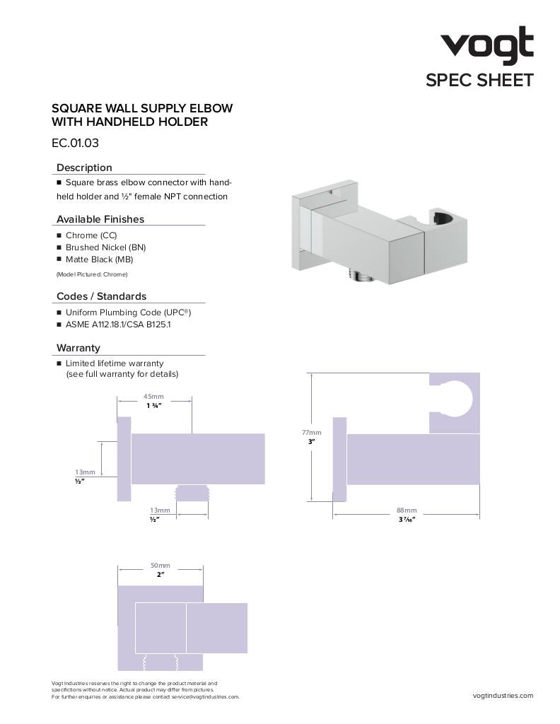 SQUARE ELBOW CONNECTOR WITH HANHELD HOLDER