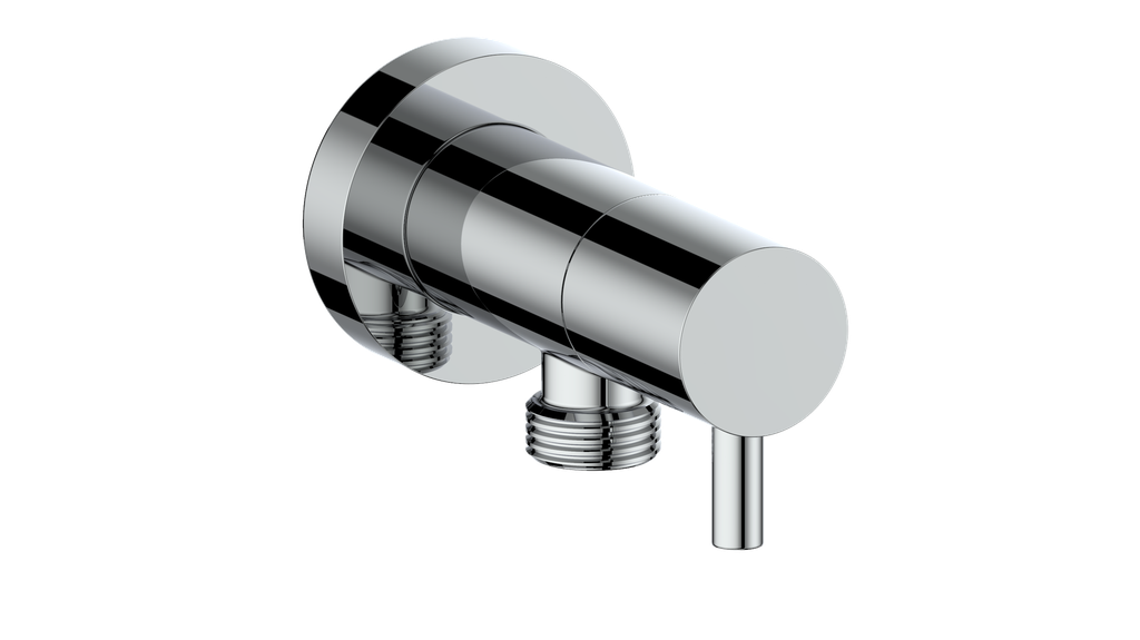 ROUND BRASS ELBOW CONNECTOR WITH SHUT-OFF