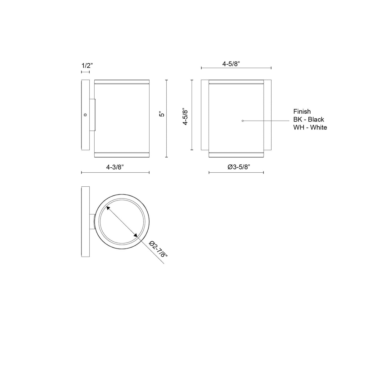 Kuzco Architectural Nordic 5-in (3-in Dia.) Exterior Wall