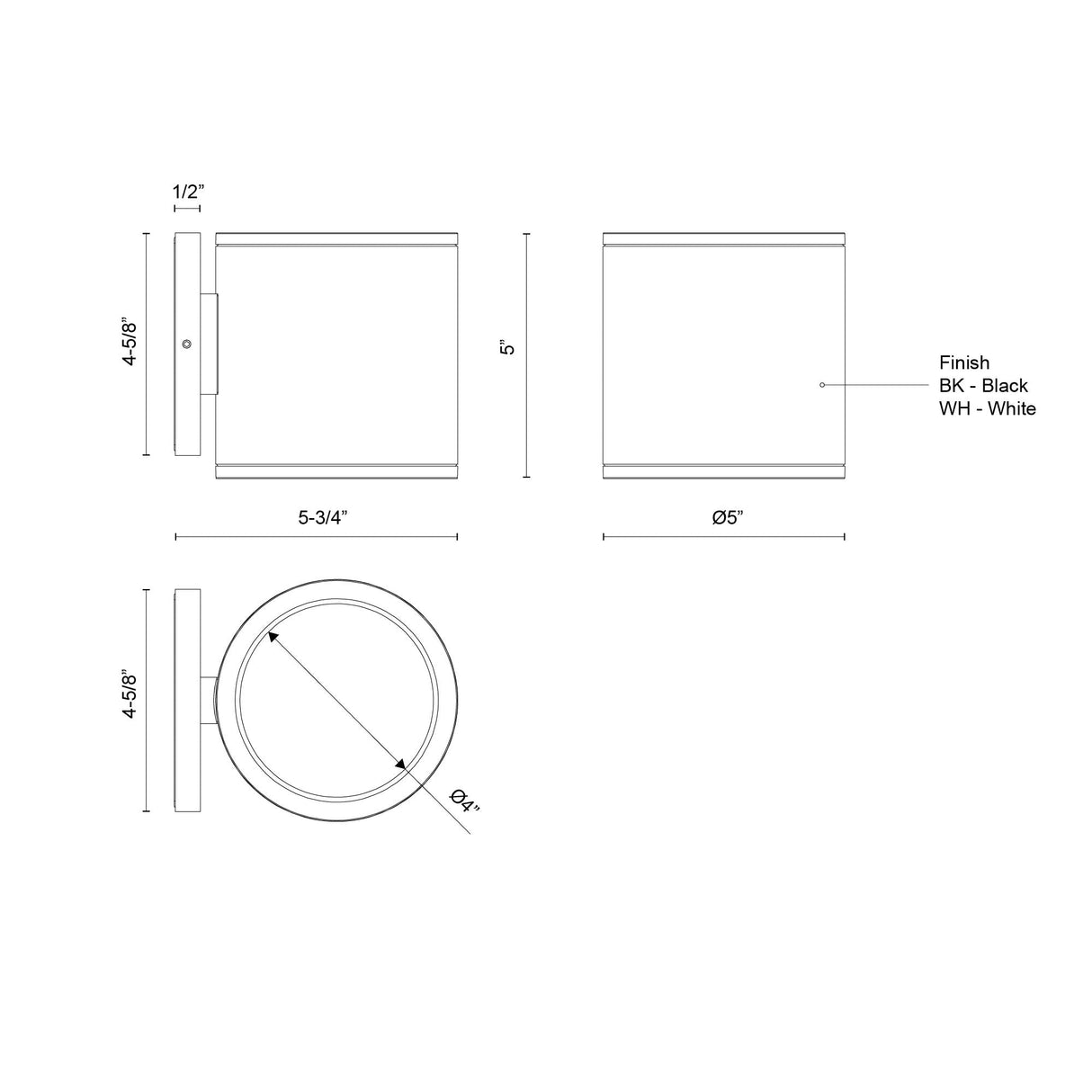 Kuzco Architectural Nordic 5-in (5-in Dia.) Exterior Wall