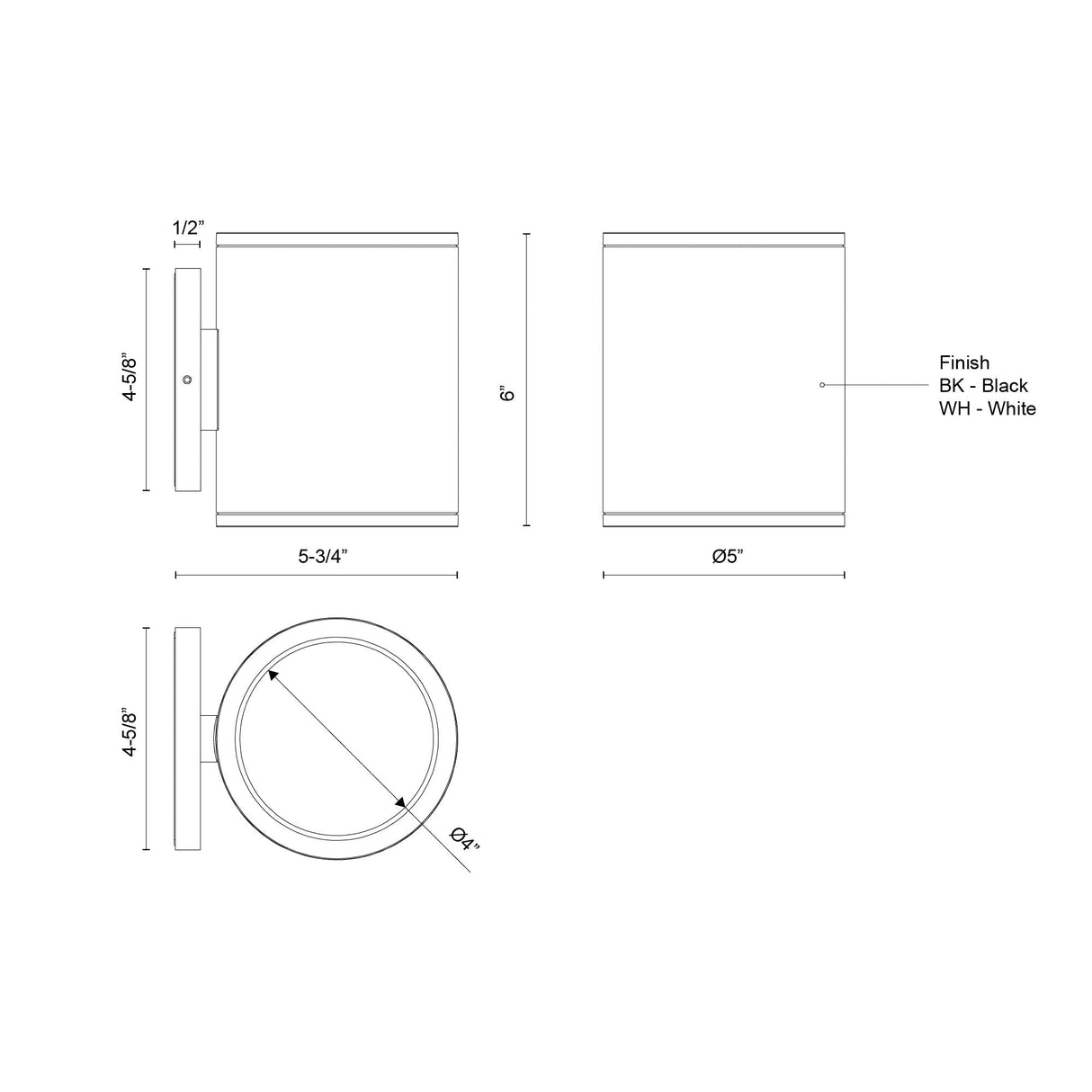 Kuzco Architectural Nordic 6-in (5-in Dia.) Exterior Wall
