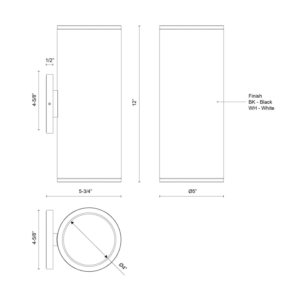 Kuzco Architectural Nordic 12-in (5-in Dia.) Exterior Wall