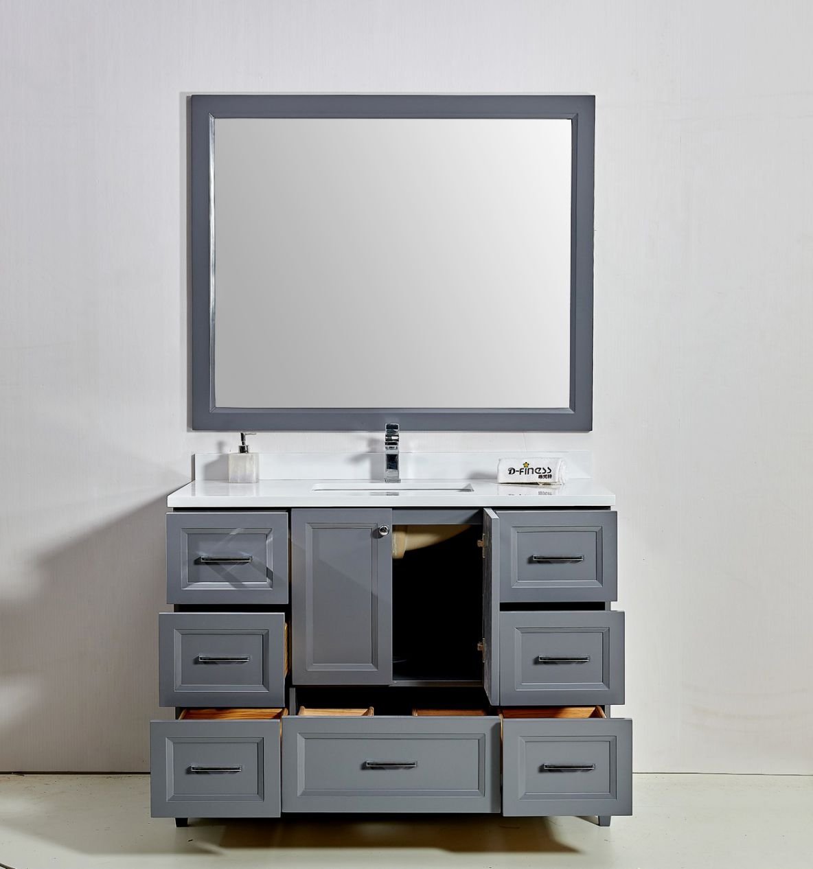 Waltz Transitional Floor Mount Single Sink Vanity Set – 60”