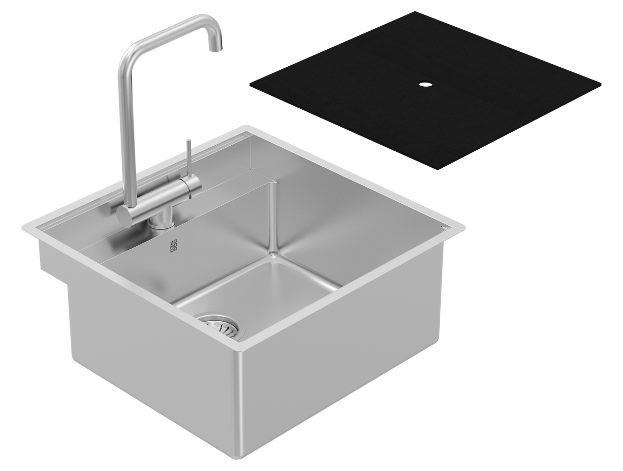 Alfresco Outdoor 21" DM Single SUS316 Sink & Tap Kit (Inc. Covers & Fold Down Tap)