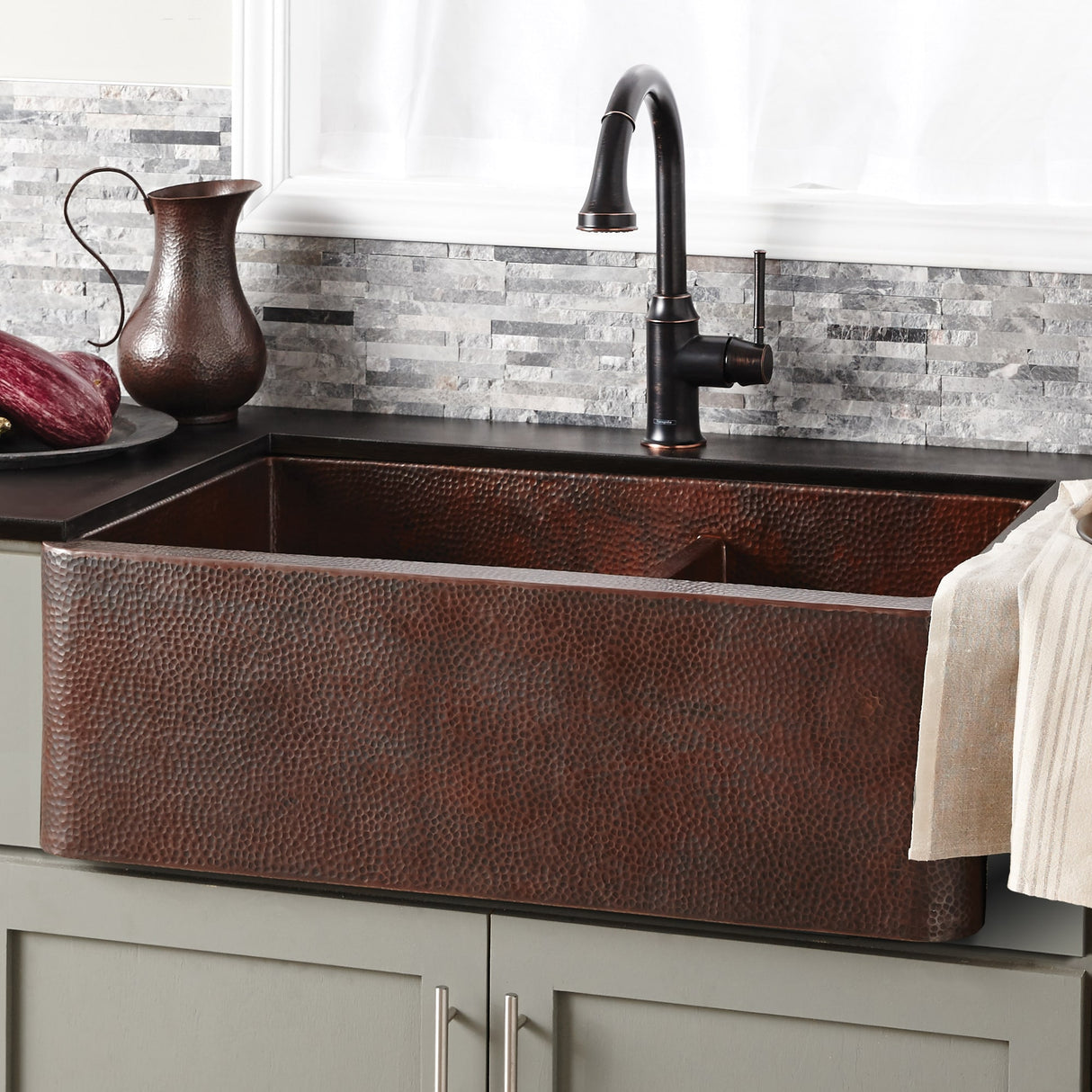 Farmhouse Duet Copper Kitchen Sink