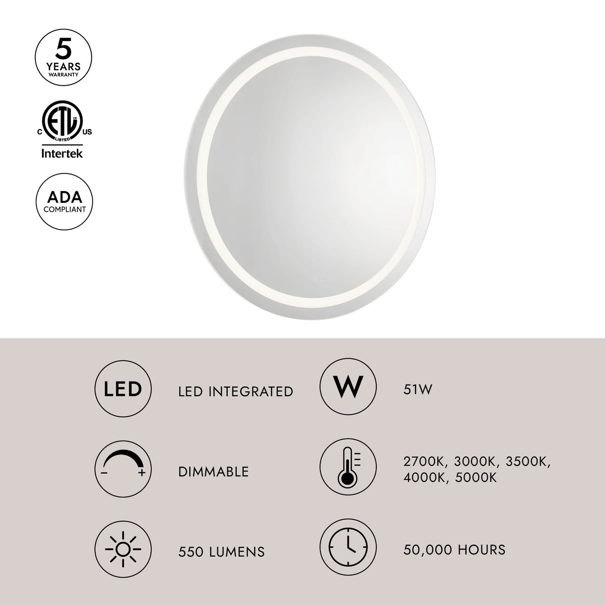 Kuzco Hillmont 40-in Vanity Mirror