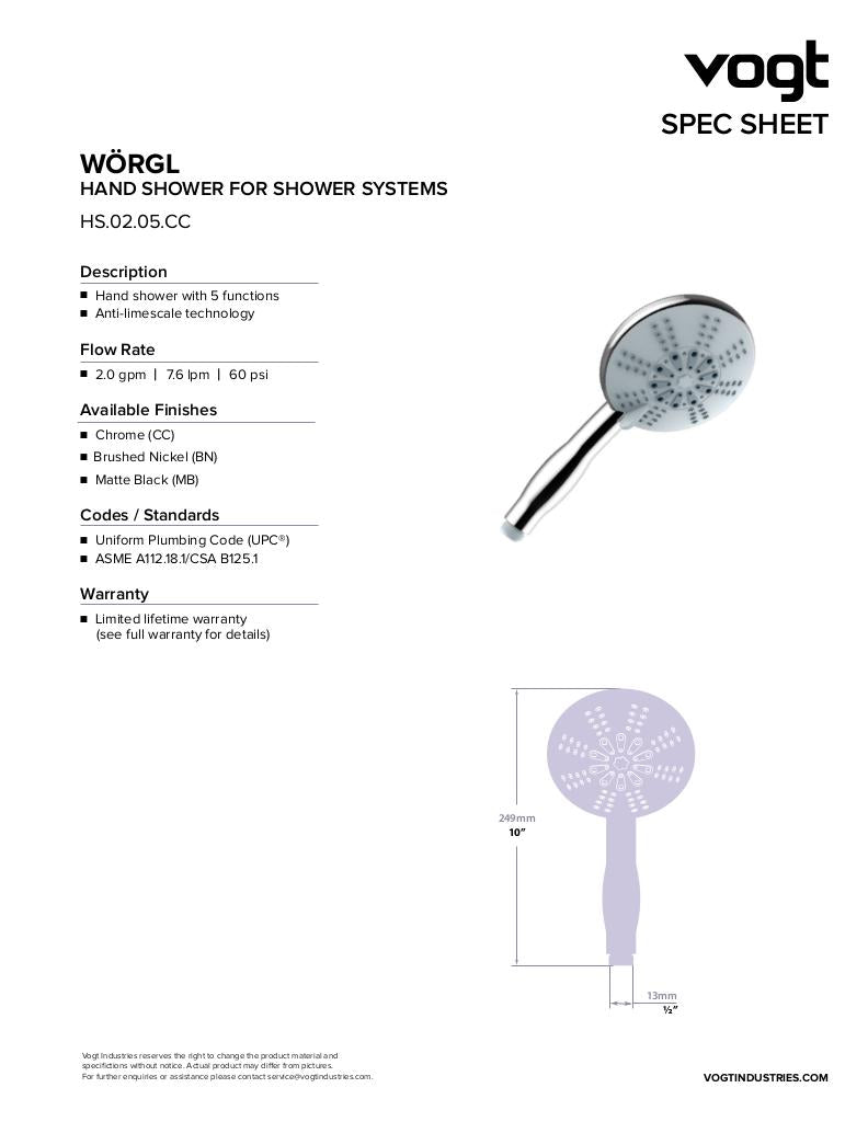 ROUND HAND SHOWER WITH 5 FUNCTIONS