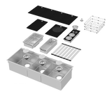 Integrato Q 44" Triple Bowl 2-Tier Workstation Sink + Accessories Kit