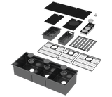 Integrato Q - Black Pearl 44" Black Pearl Triple Bowl 2-Tier Workstation Sink + Accessories Kit