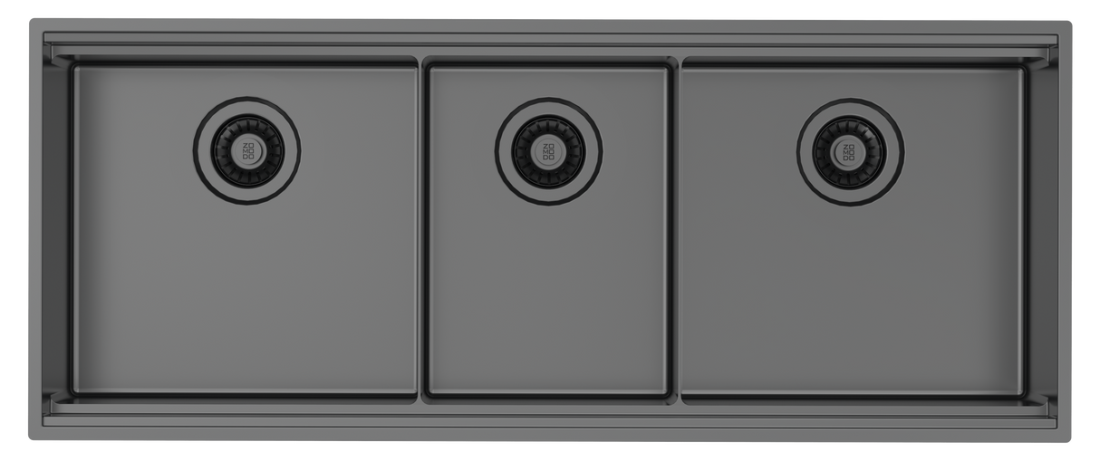 Integrato Q - Black Pearl 44" Black Pearl Triple Bowl 2-Tier Workstation Sink + Accessories Kit