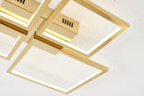 Gold square ceiling light fixture on a white background