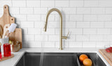Catania Single Handle Brushed Gold Pull Down Kitchen Faucet