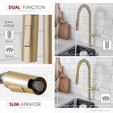 Catania Single Handle Brushed Gold Pull Down Kitchen Faucet