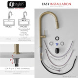 Catania Single Handle Brushed Gold Pull Down Kitchen Faucet